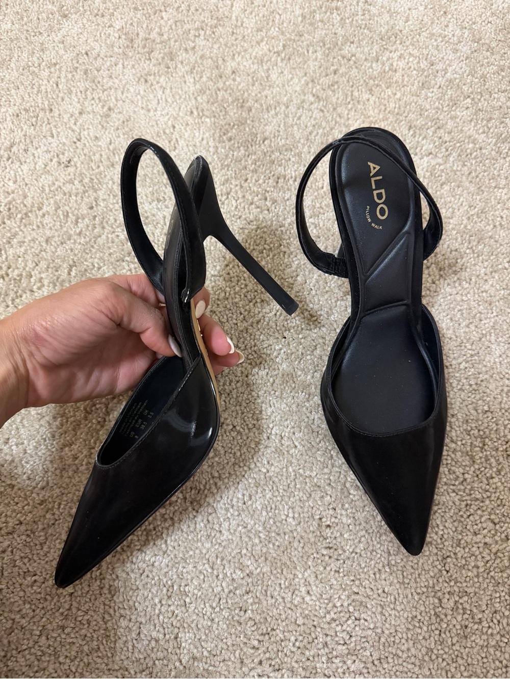 ALDO Black Pointed-Toe Slingback Stiletto Heels